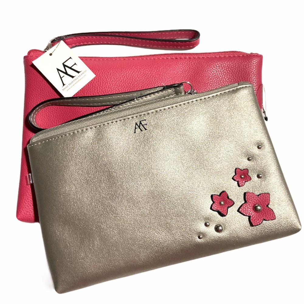 Anna Franco 2 Pieces Cosmetic Case Pouch Wallet Bags